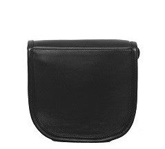 Velle Cresecendo Mini Saddle Crossbody Genuine Cow Leather Bag in Black (Back View)