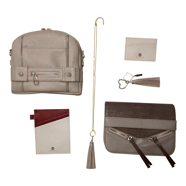 Velvet By Fridays Kate Genuine Calf Leather Ladies' Shoulder Bag in Grey