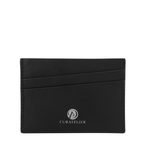 Front view of Curatelier self-manufactured collection of handmade genuine leather cardholder wallet with two slanted front slots.