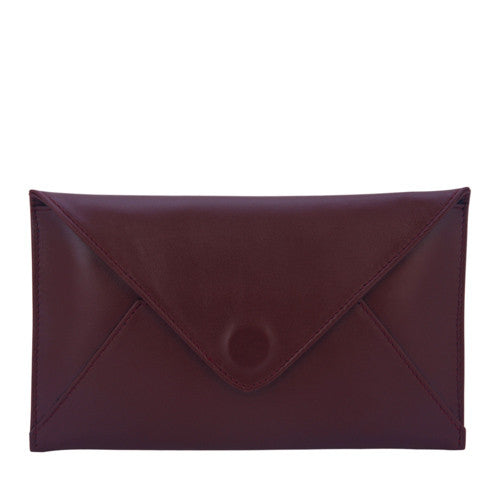 Velle Seraph Slim Envelope Genuine Cow Leather Wallet in Maroon (Front View)