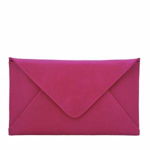 Velle Seraph Slim Envelope Genuine Cow Leather Wallet in Fuchsia (Front View)