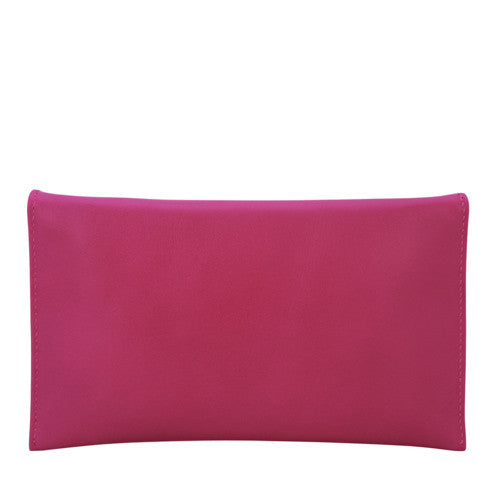 Velle Seraph Slim Envelope Genuine Cow Leather Wallet in Fuchsia (Back View)
