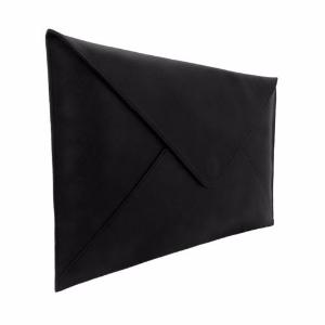 Velle Anson Slim Envelope Document Clutch in Black Saffiano Leather (Side View)