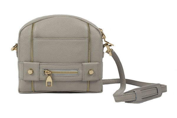 Velvet By Fridays On Curatelier Kate Genuine Calf Leather Ladies' Shoulder Bag in Grey (Front View With Strap)