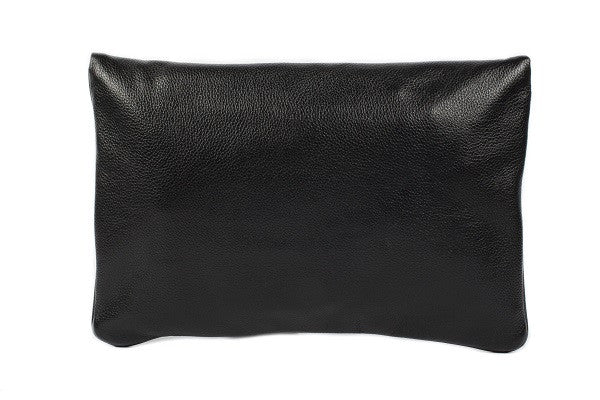 Velvet By Fridays On Curatelier Hayley Foldover Genuine Calf Leather Shoulder Bag in Black (Back View Without Strap)