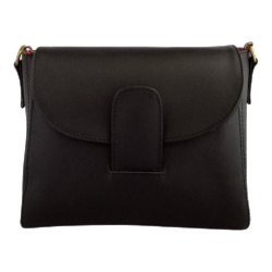 Velle Dazzler Crossbody Genuine Cow Leather Bag with Adjustable Leather/Metal Chain Straps (Front Black)