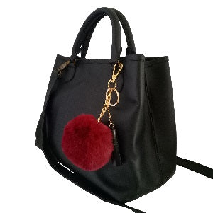 Velle Bella Rose Petite Black Cow Leather Tote Bag With Removable Adjustable Shoulder Strap (Side View)