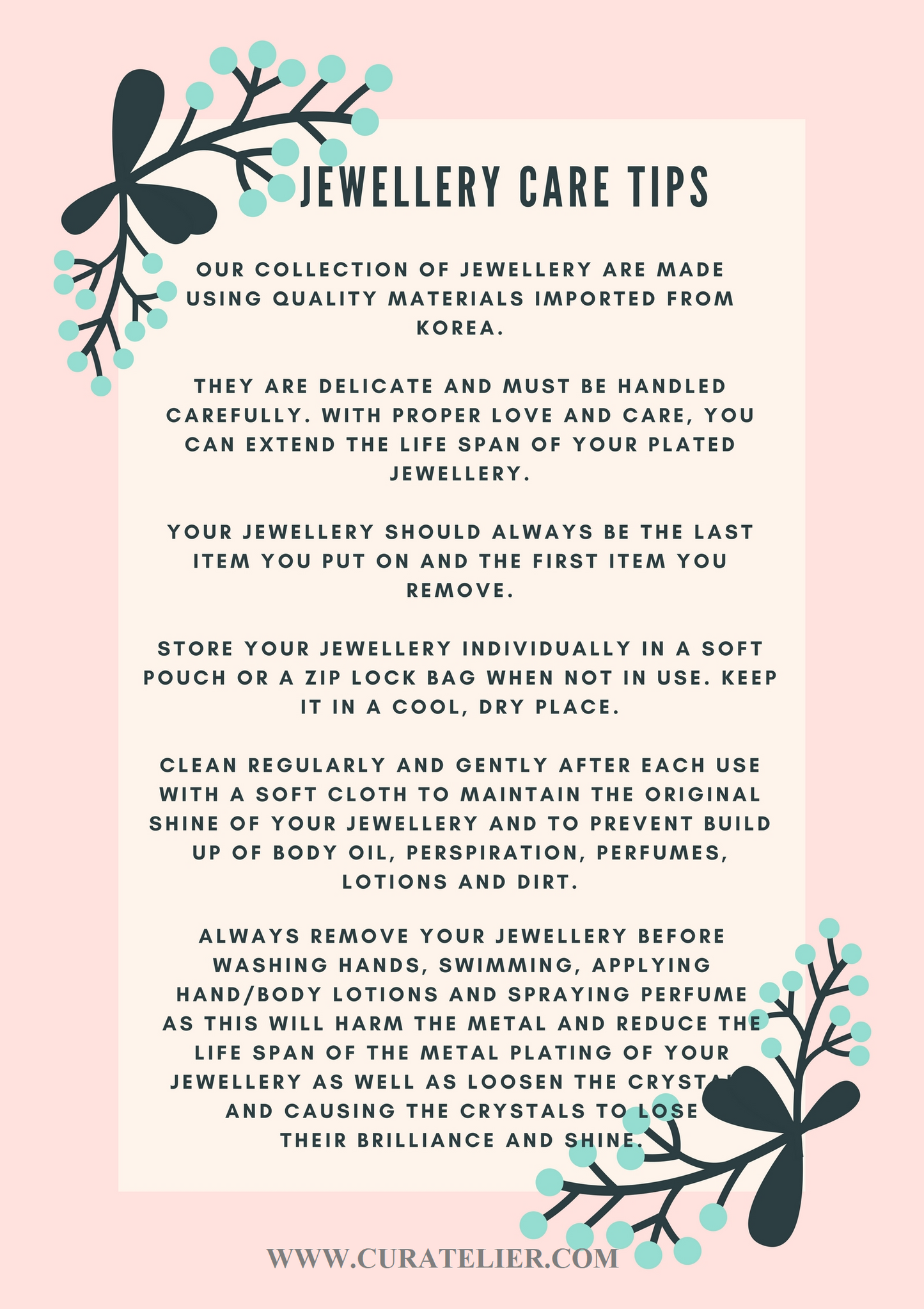 Curatelier Jewellery Care Tips