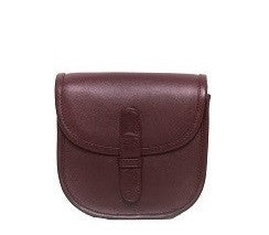 Velle Cresecendo Mini Saddle Crossbody Genuine Cow Leather Bag in Maroon (Front View)