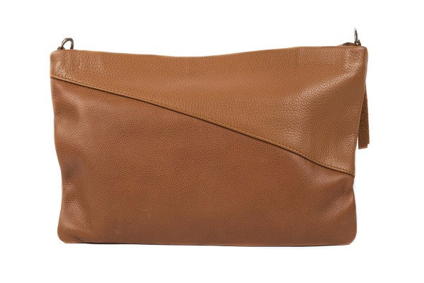 Velvet By Fridays On Curatelier Danielle Tassel Fringe Calf Leather Shoulder Bag in Tan (Front View Without Strap)