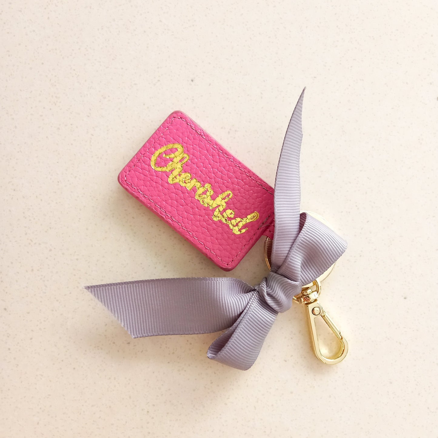 Curatelier Deborah Pink Leather Envelope Keychain Bag Charm (Cherished)